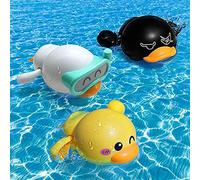 BelleStyle Juguetes Baño Bebe,Juguetes Bañera para Bebe Niños Niñas de 1 2 3 Año,3 Piezas Baño Bebe Patos de Juguete a Cuerda Juguetes Piscina para Pequeños Niños