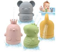 BelleStyle Juguetes de Baño, 4 Piezas Juguete Bañera Silicona para Bebes Niños 1 2 3 4 Años, Juguetes de Agua Antimoho Animales de Juguete Flotantes Juego de Ducha para Niños Pequeños 6 9 12 Meses
