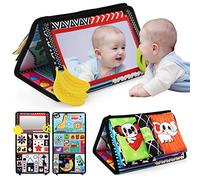 BelleStyle Juguetes Montessori Niños 6 9 12 Meses, Espejo Bebe Libro Sensoriales en Blanco y Negro Libros Interactivo de Tela Juegos Educativo Regalo para Recien Nacido Niños Ninas 6-36 Meses
