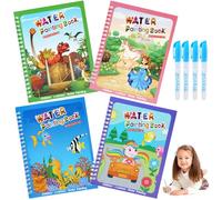 BelleStyle Libro para Colorear con Agua, 4 Piezas Reutilizable Libro Pintar Magico con Agua con 6 Bolígrafos, Libro de Dibujo de Agua Educativo Doodle Juguetes para Niños Infantil 2 3 4 5 6 Años