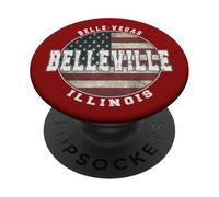 Belleville Illinois, Bandera Americana Vintage PopSockets PopGrip Adhesivo