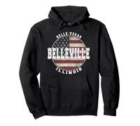 Belleville Illinois, Bandera Americana Vintage Sudadera con Capucha