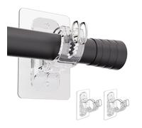 BelleVive 2 Piezas de Soportes para Barra de Cortina sin Taladro, Soporte de Varilla Autoadhesivo Transparente, sin Agujeros, Gancho Multifuncional para baño, Estilo 3
