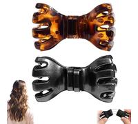 BelleVive 2 piezas Nuevas Horquillas Magnéticas, Fijación Fuerte, Clips de Peinado Magnéticos Antideslizantes, para Todo Tipo de Cabello, Conexión Sin Costuras, Sin Tirones (Negro + Leopardo)