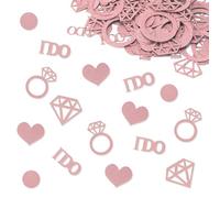 BelleVive 200 piezas de confeti para despedida de soltera, confeti brillante dorado rosado para fiestas de compromiso, anillos y círculos para fiestas de futuras novias como decoración de mesas para