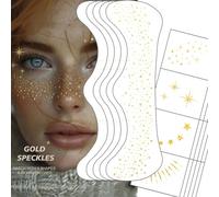 BelleVive 25 Diferentes Tatuajes Faciales De Pecas Brillantes, Pecas Brillantes, Motas De Maquillaje Doradas Brillantes Para El Rostro, Parche De Maquillaje Luminoso y Centelleante, Oro