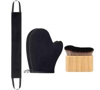 BelleVive 3 en 1 Guantes de autobronceado, Set de Aplicadores para Autobronceador, Brocha para Autobronceador, Aplicador de Espalda, Guante para Bronzer