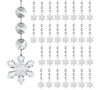 BelleVive 30 Adornos de Copos de Nieve para Árbol de Navidad, Estrella, Decoración de Cristal Acrílico