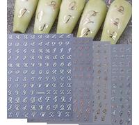 BelleVive 4 hojas de pegatinas para uñas con letras inglesas retro para nail art, 3D, autoadhesivas, calcomanías para uñas, pegatinas con letras personalizadas para nail art, manicura DIY, color 2