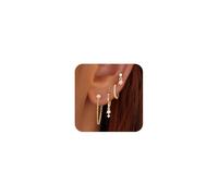BelleVive 4 pares de pendientes aro con perlas chapadas en oro de 14 quilates para mujer, delicados pendientes Huggie, hipoalergénicos, encantadores pendientes de cartílago, joyería de moda,