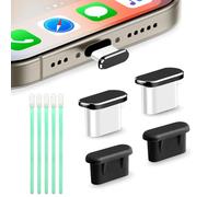 BelleVive 4 Piezas de Protectores contra Polvo para USB-C, Cubierta de Conector USB-C, Compatible con iPhone 15/16 Pro, Plus, Pro MAX, protección contra Polvo para el Puerto de Carga, 2 aleaciones