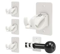 BelleVive 4 soportes para barra de cortina sin taladrar, barras de cortina autoadhesivas sin taladrar, soporte universal para barra de cortina ajustable de plástico (blanco)