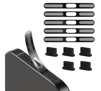 BelleVive 5 Piezas de Tapones Antipolvo USB-C y 5 Piezas de Adhesivos de Malla a Prueba de Polvo, Accesorios para iPhone 16/16 Plus/16 Pro/16 Pro MAX/iPhone 15/15 Pro/Pro MAX/Plus (Negro)