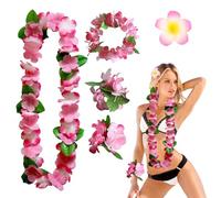 BelleVive 5 unidades de collares hawaianos, collar de flores hawaiano, cadena de flores, diadema, pulseras, pinzas para el pelo, accesorios de fiesta, accesorios de disfraces, cadena de flores para
