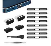 BelleVive 8 Piezas de Adhesivos de Malla a Prueba de Polvo para iPhone 16/15/Pro/Pro MAX, Tapones de Polvo USB-C, Anti-Polvo, Malla para Altavoz, Limpiador de Puerto de Carga para Todos los