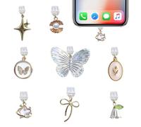 BelleVive 8er-Pack Charms para Teléfono y Kindle, Protectores contra Polvo compatibles con Kindle con Entrada de Carga Tipo-C, Regalo coqueto, diseño de Mariposas, Lazos y Flores