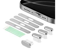 BelleVive 8er-Pack enchufes Protectores contra Polvo para USB-C, Cobertura del Puerto de Carga Tipo C, Rejilla para Altavoces, Adhesivo contra Polvo, para iPhone 16/iPhone 15, Plata2