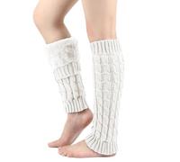 BelleVive Calentadores de pierna de invierno con forro polar para mujer, calentadores largos de punto, calcetines cálidos con forro polar para patinar, para el día a día, cubrebotas de invierno