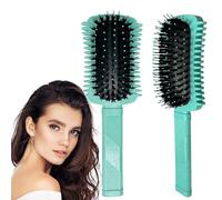 BelleVive Cepillo rizado para definir el volumen del pelo rizado, cepillo para definir los rizos, cerdas de jabalí, para dar forma y peinar rizos de mujer (verde)