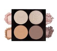 BelleVive Cuartetos de sombras de ojos, mate, 4 sombras en tonos nude claro-champán-dorado y marrón claro-oscuro, acabados metálicos y brillantes, fórmula cremosa y pigmentada en color 1