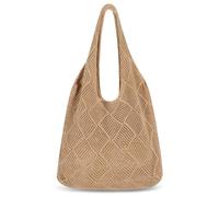 BelleVive Gehäkelte Tragetasche, Mesh-Strandtasche, Sommer-Hobo-Tasche, Urlaub, Boho-Tragetasche für Frauen, Reisetasche, große ästhetische Tragetasche, Hippie-Stricktasche, Braun