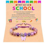 BelleVive Hermosa pulsera de mariposa de piedra natural, preescolar, jardín de infancia, graduación de 5.º, 8.º grado, inicio escolar, regalos para hija, nieta, pulsera para el primer día de escuela