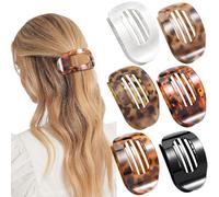 BelleVive Juego de 6 clips planos para el cabello para mujeres, pinzas redondas planas francesas para cabello grueso o fino, pinzas grandes mate, fuerte sujeción, pinzas antideslizantes, regalos