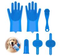 BelleVive Juego de Cuidado de Mascotas de 6 Piezas, Guantes para baño de Perros, Cepillo para baño de Perros, Cepillo de Dientes para Perros, Guantes para baño de Perros, Cepillo de champú para