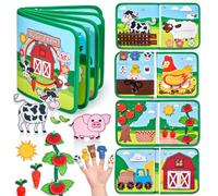 BelleVive Libro Quiet con tema de granja, 15 en 1, libro de fieltro suave para educación temprana, sensoriales, habilidades motoras finas, creatividad, libro de viajes en coche, juguete Montessori