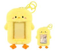 BelleVive Llavero Porta-Fotos de Peluche en Forma de gallina, Adorable portatarjetas de identificación en Forma de Pollito, Funda Suave para Fotos con diseño de Animales de Dibujos Animados para