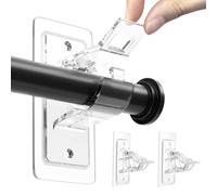 BelleVive Pack de 2 soportes para barra de cortina sin taladrar, autoadhesivos, de PET, ganchos ajustables para barra de cortina sin clavos, para baño y sala de estar