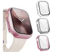 BelleVive Pack de 3 protectores de pantalla para Apple Watch Series 10 de 42 mm, protector de cara, protector de pantalla de vidrio templado, parachoques de PC duro para mujeres y hombres, protección