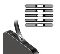 BelleVive Pack de 5 pegatinas de malla a prueba de polvo para iPhone 16 Pro/16 Pro Max, protección integrada para altavoz y puerto de carga, antipolvo, malla de altavoz de auriculares, color negro