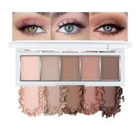 BelleVive Paleta de Sombras de Ojos Nude-Marrón Neutro, 5 Colores de Acabado Mate Aterciopelado, Sombras Nude-Taupe Tonos Fríos, Maquillaje Natural para el Día a Día, Larga Duración, 02#