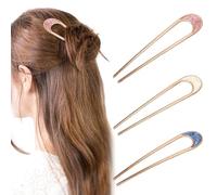 BelleVive Paquete de 3 horquillas francesas, horquilla exquisita en forma de U, horquillas para el pelo con púas, accesorios para el pelo para mujeres y niñas para todo tipo de cabello