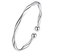 BelleVive - Pulsera para mujer, plata 925, chapada en joyas ajustables, moda, simple abierta, brazalete para mujer, regalo de San Valentín
