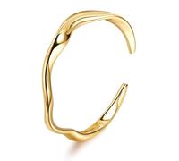 BelleVive Pulseras chapadas en oro de 18 quilates para mujer, pulsera de oro ajustable abierta, pulsera martillada gruesa, pulsera delgada y minimalista de oro, joyería, L, grande