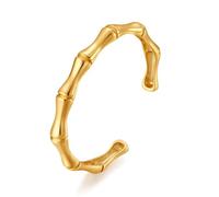 BelleVive Pulseras de 18 quilates bañadas en oro para mujeres, abiertas, ajustables, pulseras de oro, pulseras gruesas martilladas, pulsera delgada minimalista dorada, estilo 4