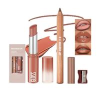 BelleVive Set de lápiz delineador de labios y labial de 2 piezas, set de labiales de alta pigmentación para mujeres, labial mate de larga duración, color 5