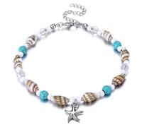 BelleVive Tobillera de Concha Puka para Mujer, Tobillera Ajustable Kauri Natural de Verano, Joyería de Concha de Playa Hawaiana Boho Hecha a Mano para Mujer Regalos de Verano