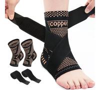 BelleVive Tobillera para mujer y hombre, tobillera de compresión con cobre enriquecida para esguinces de tobillo, fascitis plantar, tendinitis de Aquiles, Negro , L