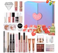 Belleza 26 Piezas Sets de regalo navideños, Kit completo de cosméticos de arranque con sombra de ojos Fundación Corrector Brillo de labios Colorete, Kit de regalo navideños para las mujeres niñas