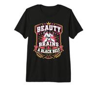Belleza Cerebros Y Un Cinturón Negro Artes Marciales Chicas Karate Camiseta Premium