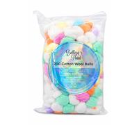 Belleza Point® - Bolas de lana de algodón puro 100% surtidas, súper suaves, paquete de 200 unidades