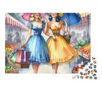 Belleza Retro Puzzle Adultos 1000 Piezas Compradores del Mercado Cartón para Parejas Reunión Amigos para Relajarse Oferta 70x50cm/1000pcs