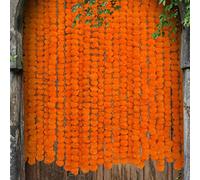 Belleza Widgets Naranja Artificial Caléndula Guirnaldas | Decoración festiva Indie | Decoraciones Diwali | Halloween | 5 Cuerdas de 30 cabezas de flores cada uno