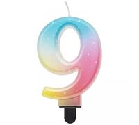 Belleza y Encanto: Vela numérica, arco iris pastel - 9