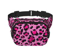 Belleza y Moda de Leopardo Rosa de Lujo,Riñonera Cuadrada de Doble Capa, Bolso de Viaje, Bolso Informal para el Pecho.