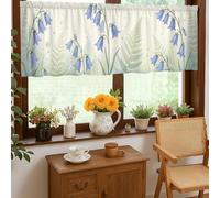 Bellflower - Cortinas de cocina con diseño de trébol de helecho botánico primaveral, cenefa de un solo panel para ventana de cocina sobre fregadero, 18 x 52 pulgadas