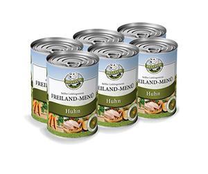 Bellfor Cibo umido Senza cereali per cani con menù di Pollo 6 x 400 g. Ricco di frutta e verdura Fresca regionale, Privo di additivi artificiali, Perfetto per sensibili e Tutte le razze.